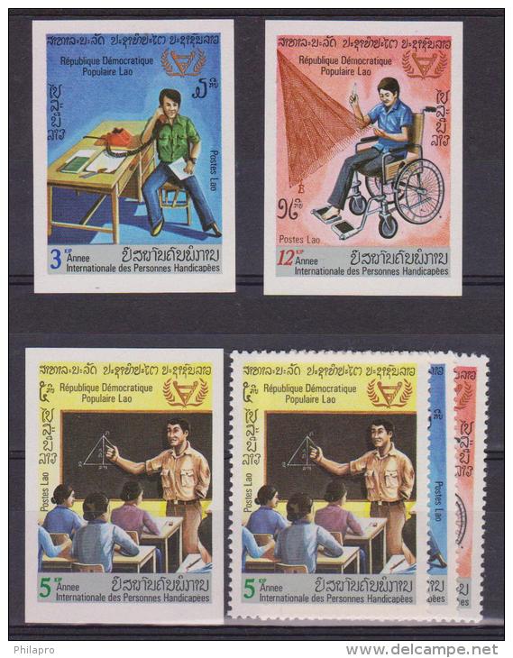 LAOS   NON DENT/ IMPERF + DENT   ANNEE INTER./HANDICAPE   Yvert  N° 367/9  **MNH - Laos