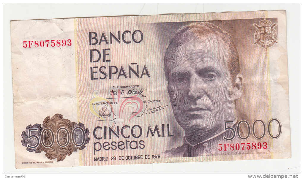 Billet - Espagne - 5000 Pesetas - 1979 N° 5F8075893 - [ 4] 1975-…: Juan Carlos I.
