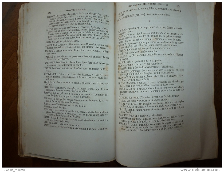 1861 Les INSECTES NUISIBLES arbres fruitiers et plantes par Ch. Goureau Sté Entomologique France (dédicace de l'auteur)