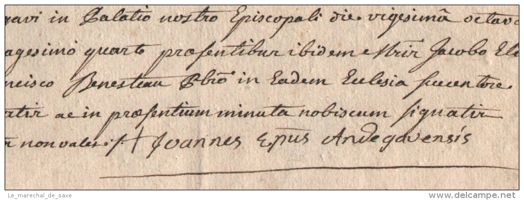 Jean VI De Vaugirault, évêque D’Angers P.S. 1744 Anjou Règne De Louis XV Autographe En Latin - Documenti Storici