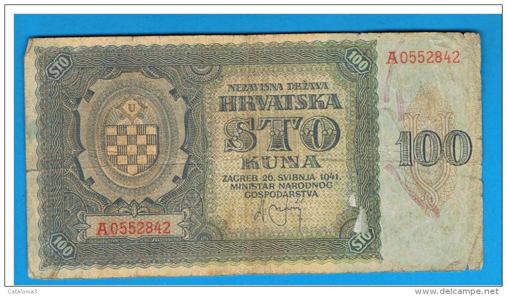 CROACIA -  100 Kuna 1941  P-2  Serie A - Croacia