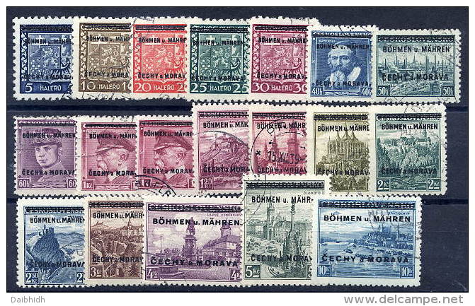 BOHEMIA & MORAVIA 1939 Overprinted Definitive Set Used, Most Signed Gilbert. - Usados