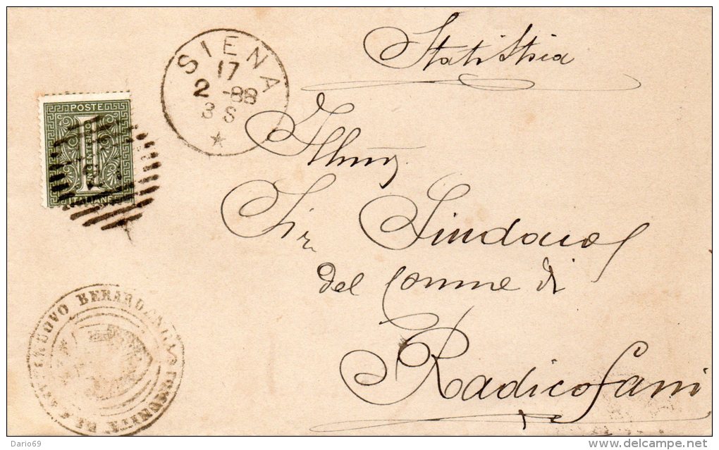 1888 LETTERA CON ANNULLO SIENA - Storia Postale