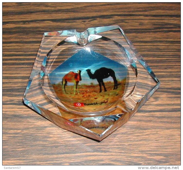 Cendrier En Verre Glass Ashtray Chameaux De TUNISIE Tunisia - Vidrio