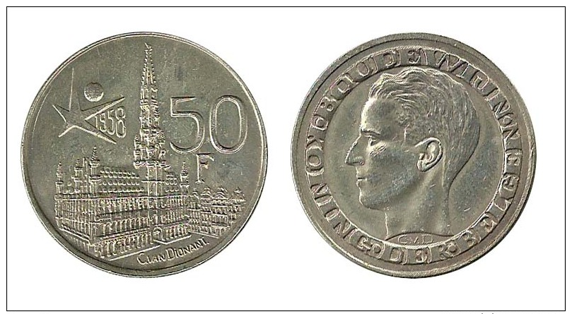 N1498 - Congo Belge: Baudouin I: 50 Francs 1958 Légendes Flamandes (Exposition 1958) - 50 Francs