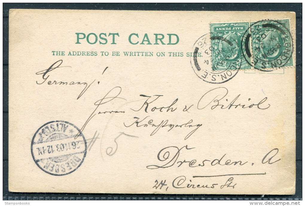 1903 GB  A.Hanff - Commission Agent - 16 Tenison Street York Road London SE Postcard - Dresden Germany - Nuovi