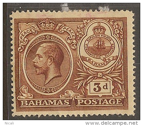 BAHAMAS 1920 3d Peace SG 109 HM YL224 - 1859-1963 Colonie Britannique