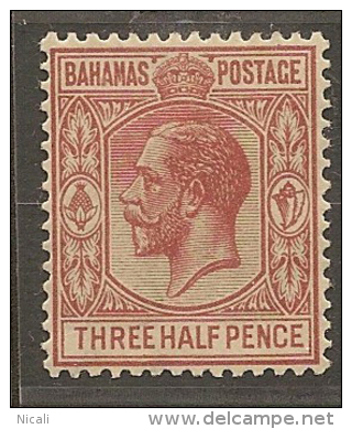 BAHAMAS 1921 1 1/2d Brown-red KGV SG 117 HM YL225 - 1859-1963 Colonie Britannique