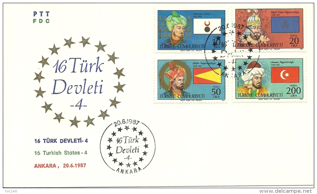 Turkey; FDC 1987 Turkish States In History (4th Series) - FDC