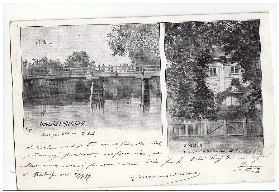 AK BURGENLAND LAJTAFALUN LAJTA BRÜCKE ,KASTELY OLD POSTCARD 1899 - Sonstige & Ohne Zuordnung