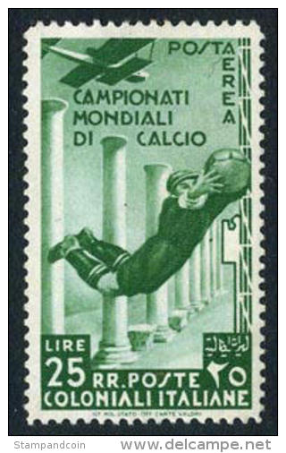 Italian Colonies C34 Mint Hinged 25l Leaping Goalie Airmail From 1934 - Emissions Générales