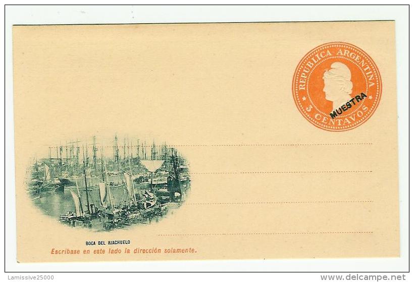 ENTIER POSTAL ARGENTINE CARTE AVEC ILLUSTRATION BOCA DEL RIACHUELO MUESTRA SECIMEN  POSTAL STATIONERY - Enteros Postales