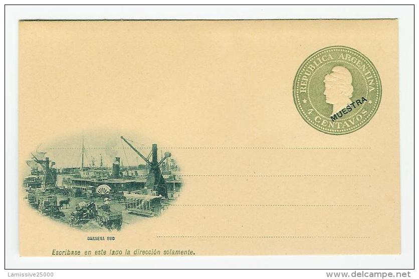 ENTIER POSTAL ARGENTINE CARTE  AVEC ILLUSTRATION DARSENA SUD MUESTRA SECIMEN  POSTAL STATIONERY - Ganzsachen