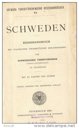 Schweden 1899-1900,  Sweden, Travel Guide Of The Swedish Tourist Association, Stockholm, + 36 Maps, 42 X 45 - Zwitserland