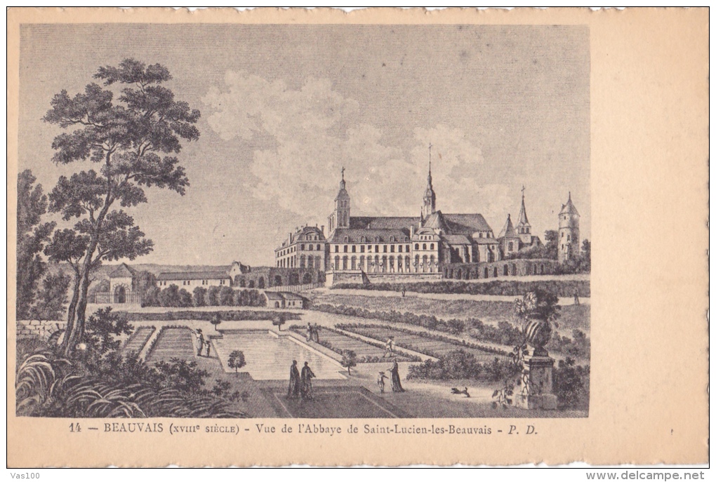 CPA,14-BEAUVAIS-VUE DE L'ABBAYE DE SAINT-LUCIEN-LES-BEAUVAIS. - Beauvais