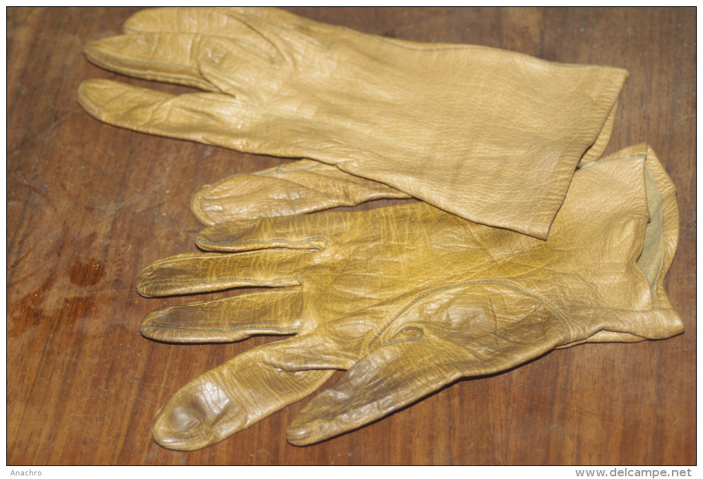 GANTS CUIR MARRON - 1940-1970