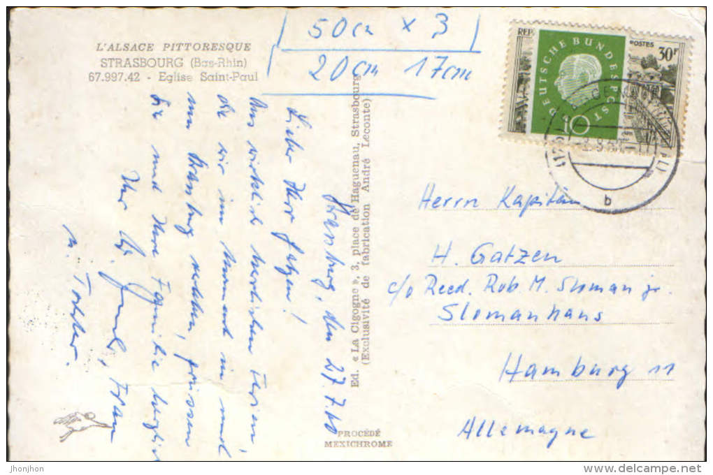 France -Carte Postale 1960-avec Une Curiosité "affranchir"  à Double "spécial", "timbre Sur Timbre" - Lettres & Documents