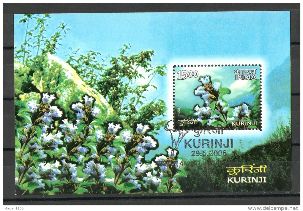INDIA, 2006, FIRST DAY CANCELLED, MS,  Save Kurinji Campaign, (Neela Kurinji),  Flower, Flora, Miniature Sheet - Oblitérés