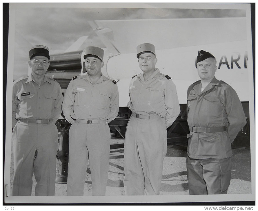 19 October 1960 - 7 Photos Généraux Et Officiers Français Visite Base Hercules Guided Missile à Mc Gregor Range US Army - Aviazione