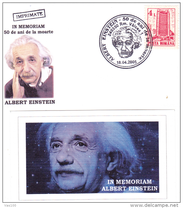 ALBERT EISNTEIN,NOBEL PRIZE IN PHYSIC,LILIPUT COVER+GREETING CARD,2005,OBLITERATION CONCORDANTE,ROMANIA - Albert Einstein