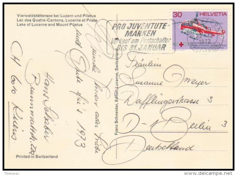 Switzerland 1972, Card Luzern To Berlin - Covers & Documents