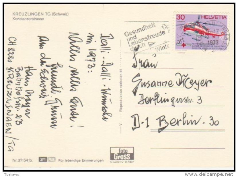 Switzerland 1973, Card Kreuzlingen To Berlin - Storia Postale
