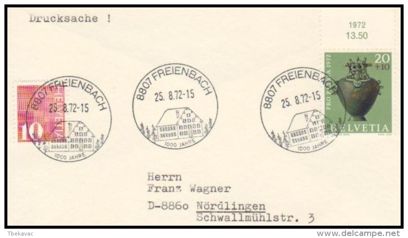 Switzerland 1972, Cover Freienbach To Nordlingen - Storia Postale