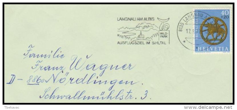Switzerland 1972, Cover Langnau Am Albis To Nordlingen - Lettres & Documents