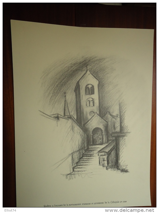 LOBBES - LA COLLEGIALE - LITHOGRAPHIE DE BEN GENAUX - REEDITION DE 2003 - Other & Unclassified