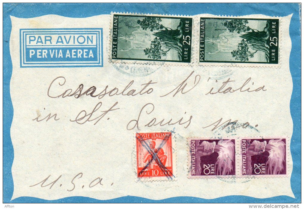Italy 1949 Cover Mailed To USA - 1946-60: Storia Postale