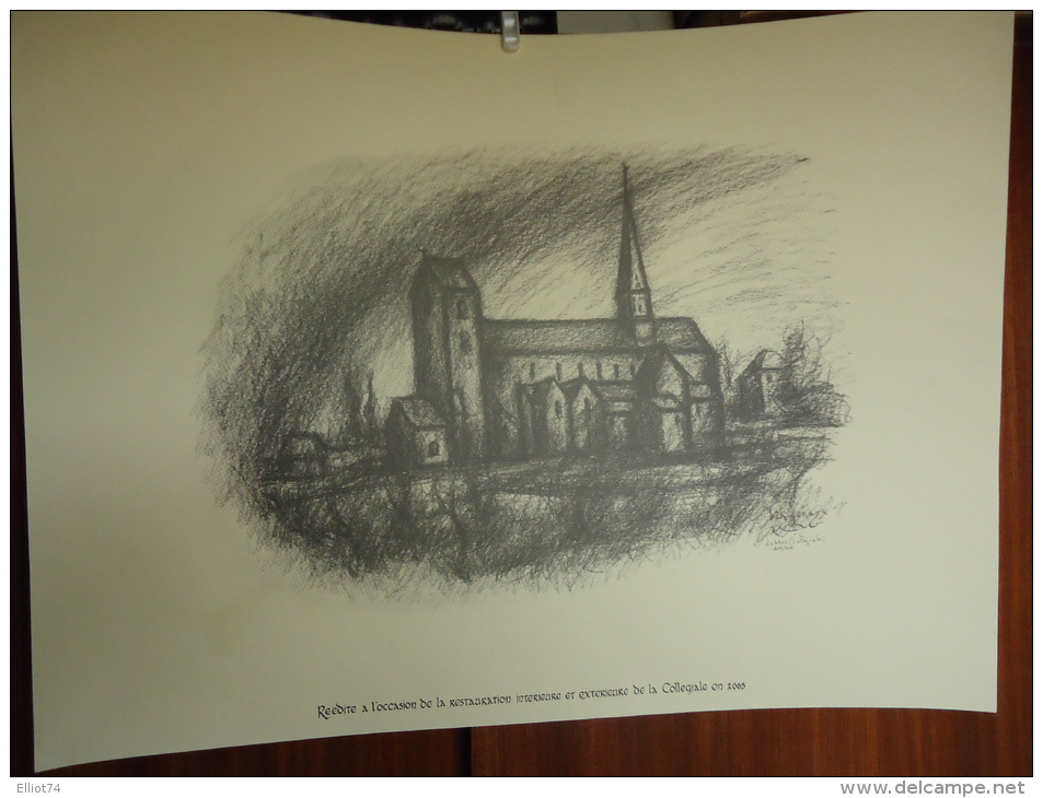 LOBBES - LA COLLEGIALE - LA PORTELETTE - LITHOGRAPHIES (4) DE BEN GENAUX - REEDITION DE 2003 - Andere & Zonder Classificatie