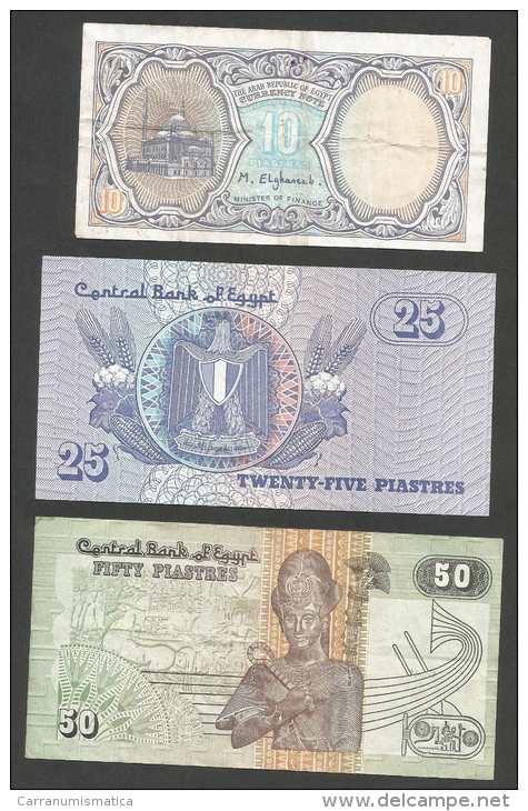 EGYPT - Central BANK Of EGYPT - 10 / 25 / 50 Piastres - Lot Of 3 Banknotes - Egypt