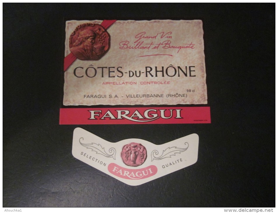 FARAGUI  Côtes-du-Rhône Vin Appellation Contrôlée France  98cl-Etiquette De Vin Neuf &laquo; &oelig;nographilie &raquo; - Côtes Du Rhône