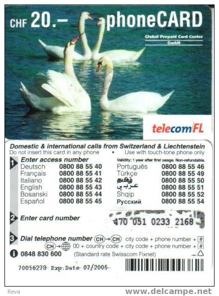 LIECHTENSTEIN 20 FR SWANS BIRD BIRDS EXP. 07/2005 SPECIAL PRICE ! READ DEASCIPTION !! - Liechtenstein