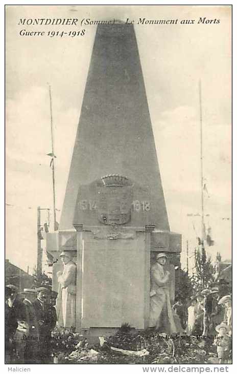 Somme -ref A287-montdidier -le Monument Aux Morts De La Guerre 1914-18 - Carte Bon Etat  - - Montdidier