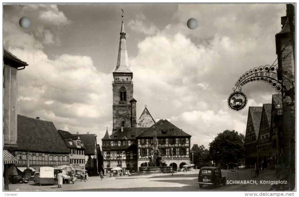 AK Schwabach, Königsplatz, Gel 1959 - Schwabach