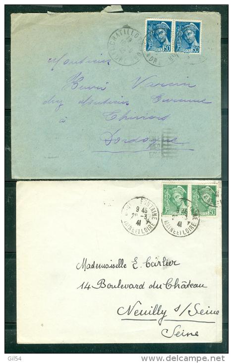Lot 7 Lettres Affranchies Avec Types Mercure, Dont Combinaison Et Entier - Phi141 - 1938-42 Mercurio