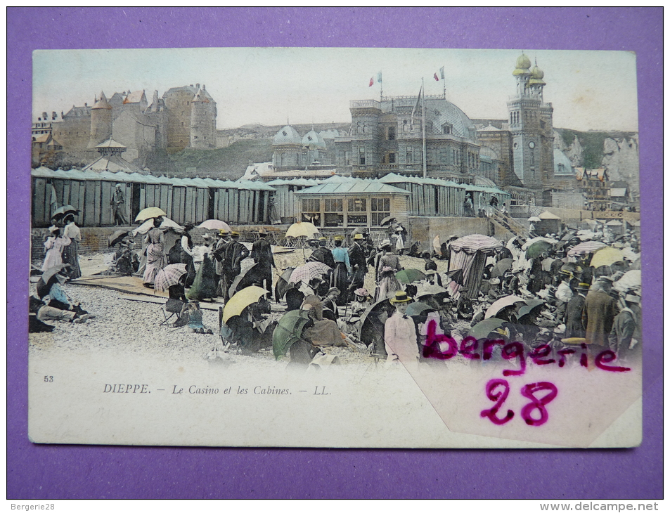 CPA 76 - DIEPPE - Le Casino Et Les Cabines - LL N° 53 - Colorisée - Pionnière, Précurseur - SUPERBE - TIMBRES - - Dieppe