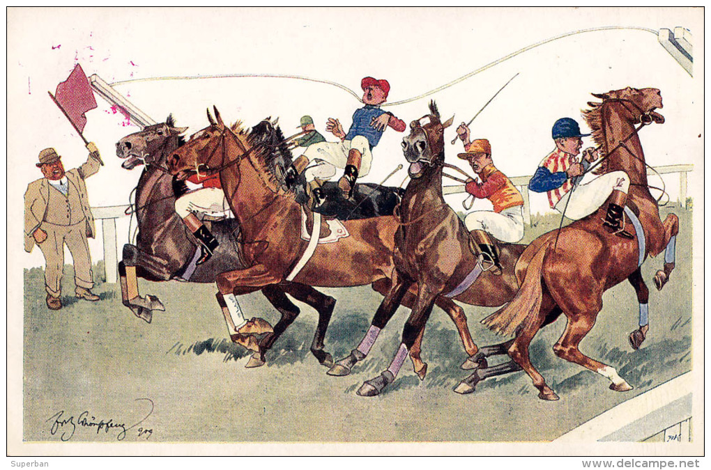 COURSE De CHEVAUX / HORSE RACE - ILLUSTRATION SIGNÉE: SCHÖNPFLUG - 1909 : B.K.W.I. 679-1 - PRINTED In AUSTRIA (o-110) - Schoenpflug, Fritz