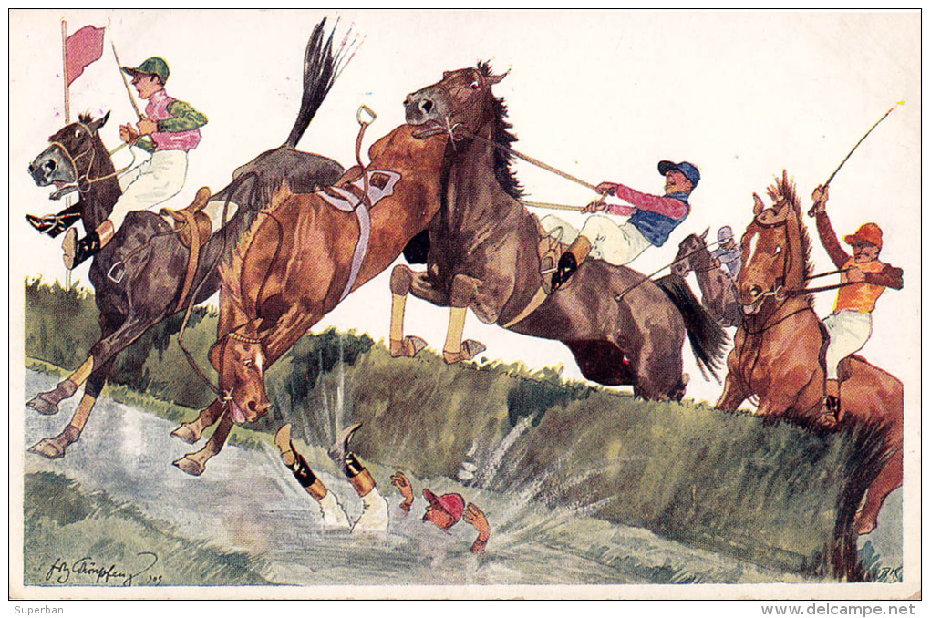 COURSE De CHEVAUX / HORSE RACE - ILLUSTRATION SIGNÉE: SCHÖNPFLUG - 1909 : B.K.W.I. 679-2 - PRINTED In AUSTRIA (o-111) - Schönpflug, Fritz