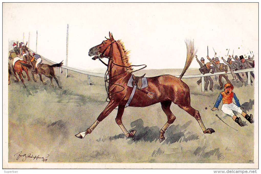COURSE De CHEVAUX / HORSE RACE - ILLUSTRATION SIGNÉE: SCHÖNPFLUG - 1909 : B.K.W.I. 679-5 - PRINTED In AUSTRIA (o-112) - Schönpflug, Fritz