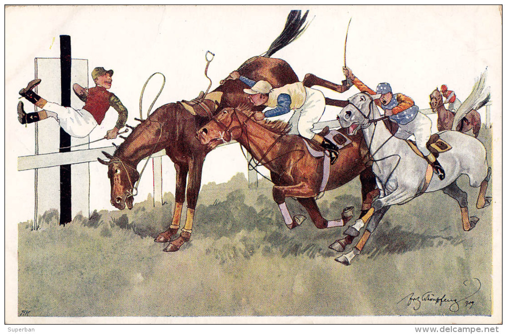 COURSE De CHEVAUX / HORSE RACE - ILLUSTRATION SIGNÉE: SCHÖNPFLUG - 1909 : B.K.W.I. 679-3 - PRINTED In AUSTRIA (o-113) - Schönpflug, Fritz