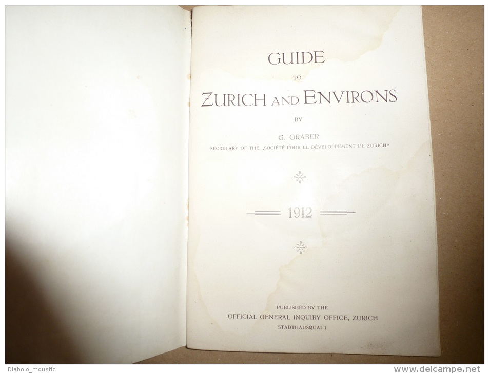 1912  Guide To ZURICH And ENVIRONS : - Tourisme