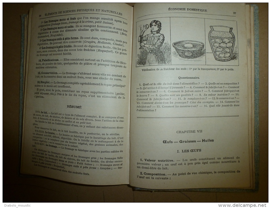 1929  SCIENCES et Enseignement Ménager Cours Moyen de jeunes filles: Agriculture,Horticulture, Hygiène,Puéricu t