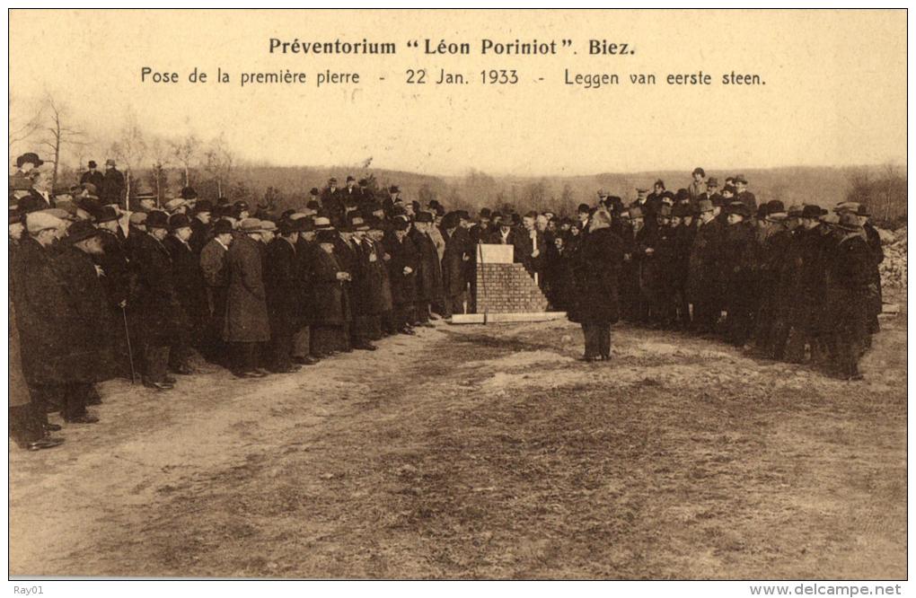 BELGIQUE - BRABANT WALLON - GREZ-DOICEAU - BIEZ - Préventorium "Léon Poriniot". Pose De La Première Pierre Le 22/01/1933 - Grez-Doiceau