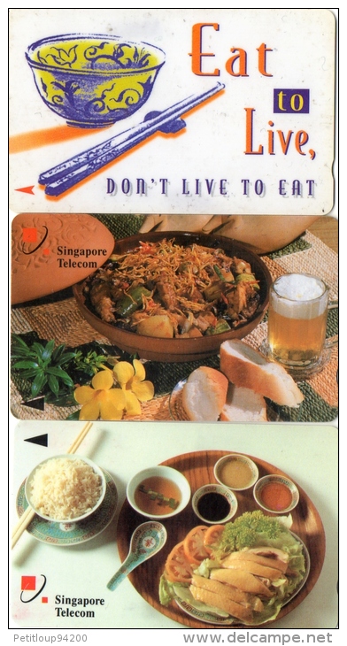 TELECARTES   SINGAPOUR  10$  Nourriture Food  (lot De 3) - Singapore