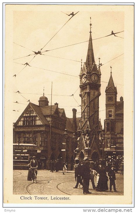 Cpa Leicester, Clock Tower, Animée, Animated, Used - Leicester