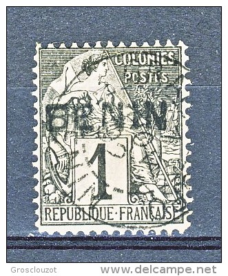 Benin 1892 N. 1 C. 1 Nero Su Azzurro - USATO - Otros & Sin Clasificación