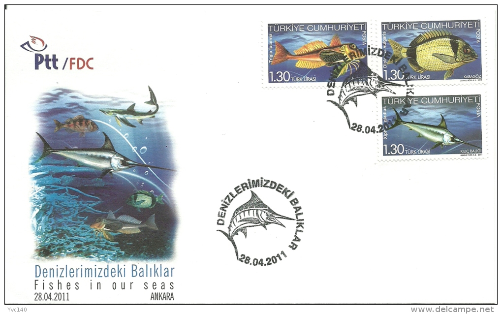 Turkey; FDC 2011 Fishes - FDC