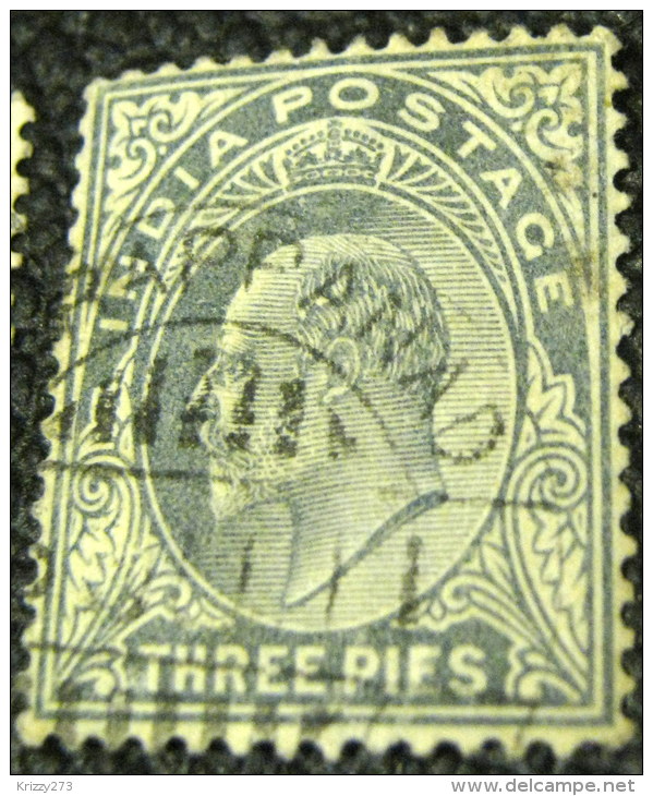 India 1902 King Edward VII 3p - Used - 1902-11  Edward VII